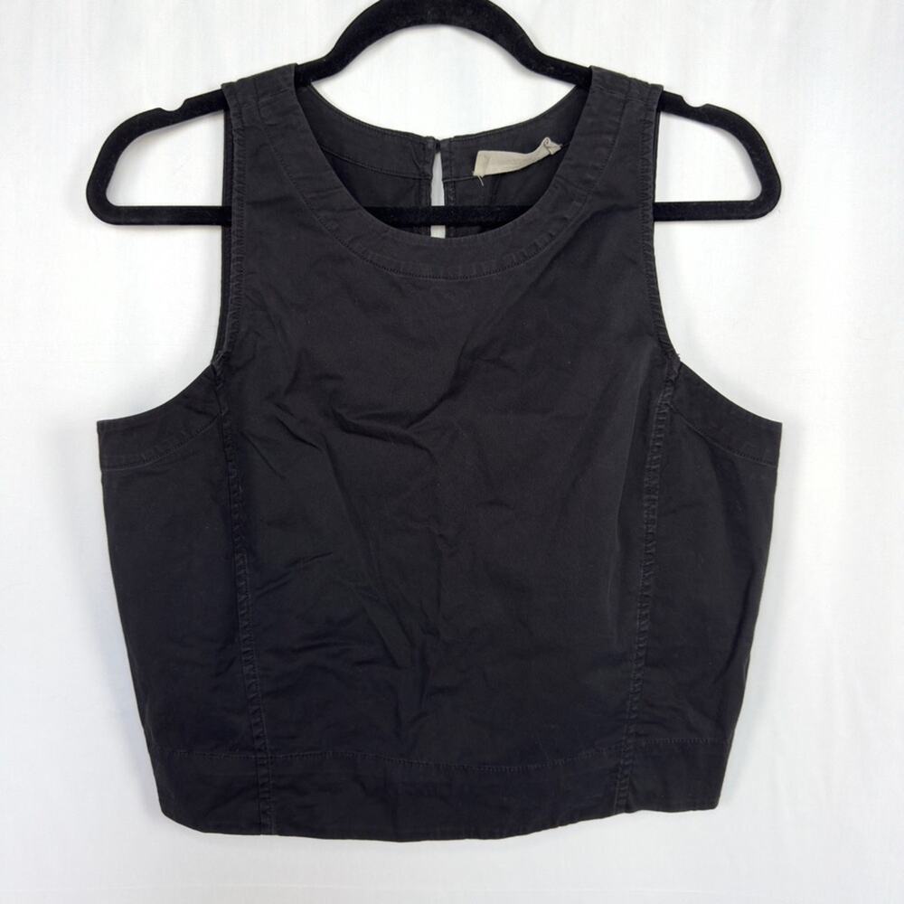 Everlane Cropped Shell Tank Top Black Poplin Closet Staple Sleeveless Size 2